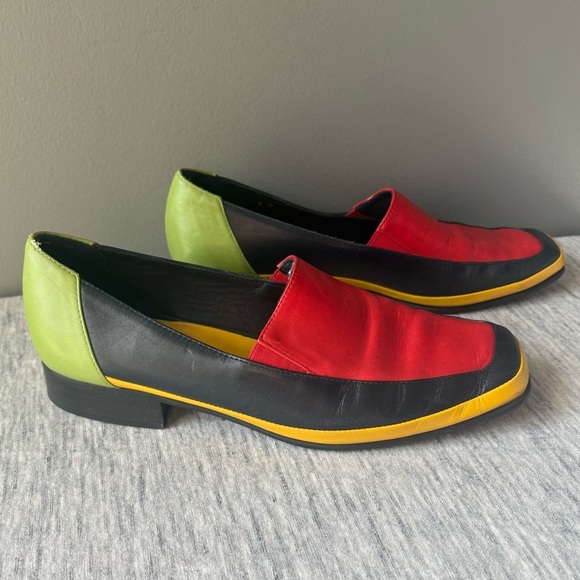 Amalfi size 8.5 Women’s Leather Loafers Italy Color Blocking Rare Y2K Retro - Picture 3 of 5